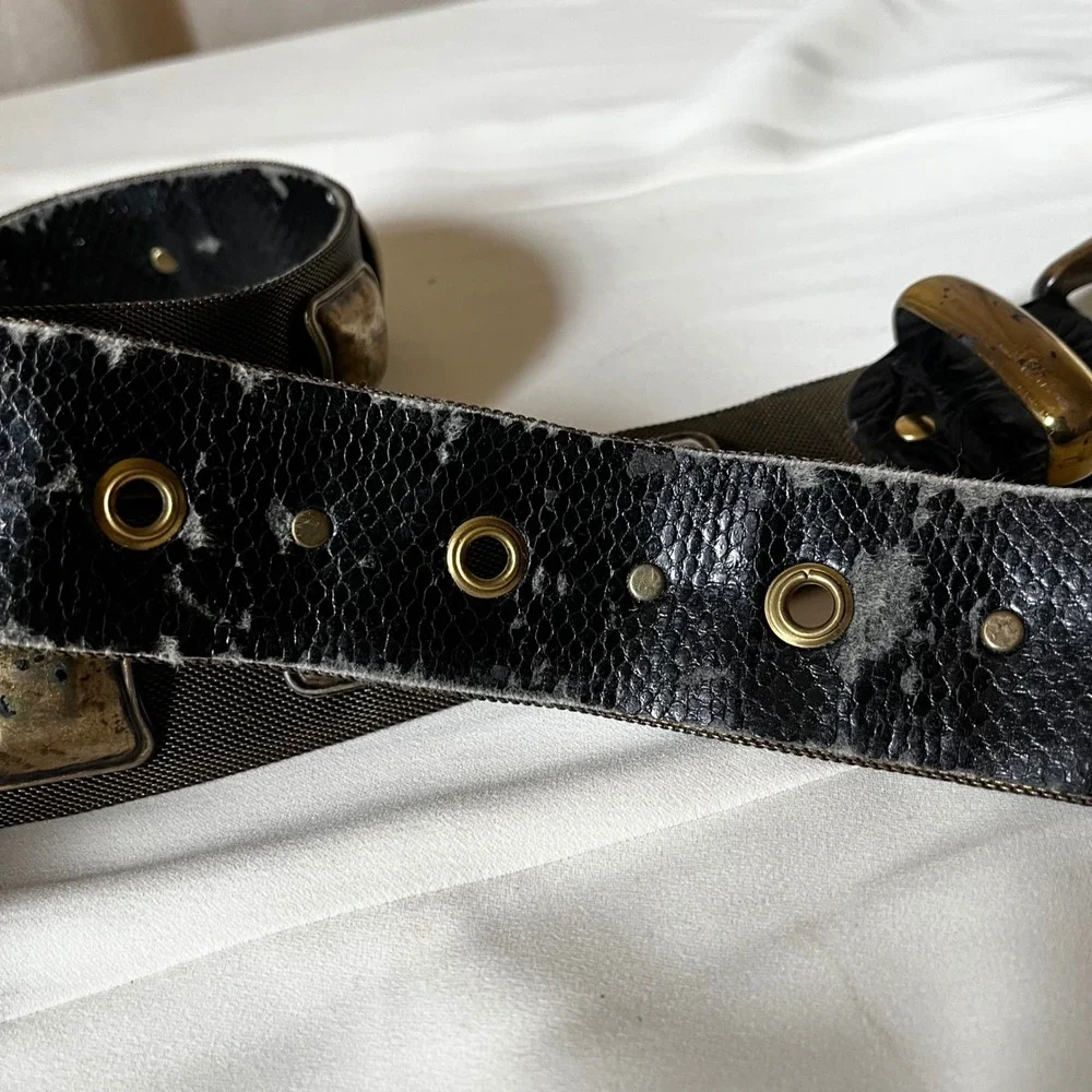 Nanni Milano 80/32 Studded Mesh Leather Belt Italy 1.5